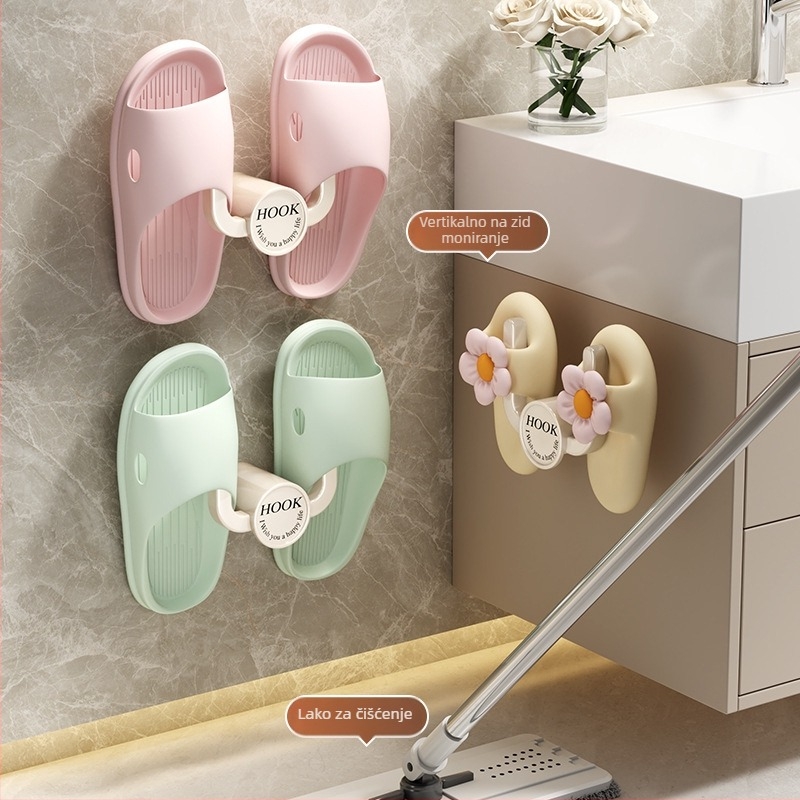Zidna plastična polica za papuče u kupaonici, 1 sloj, skladištenje i sušenje, modernog jednostavnog stila