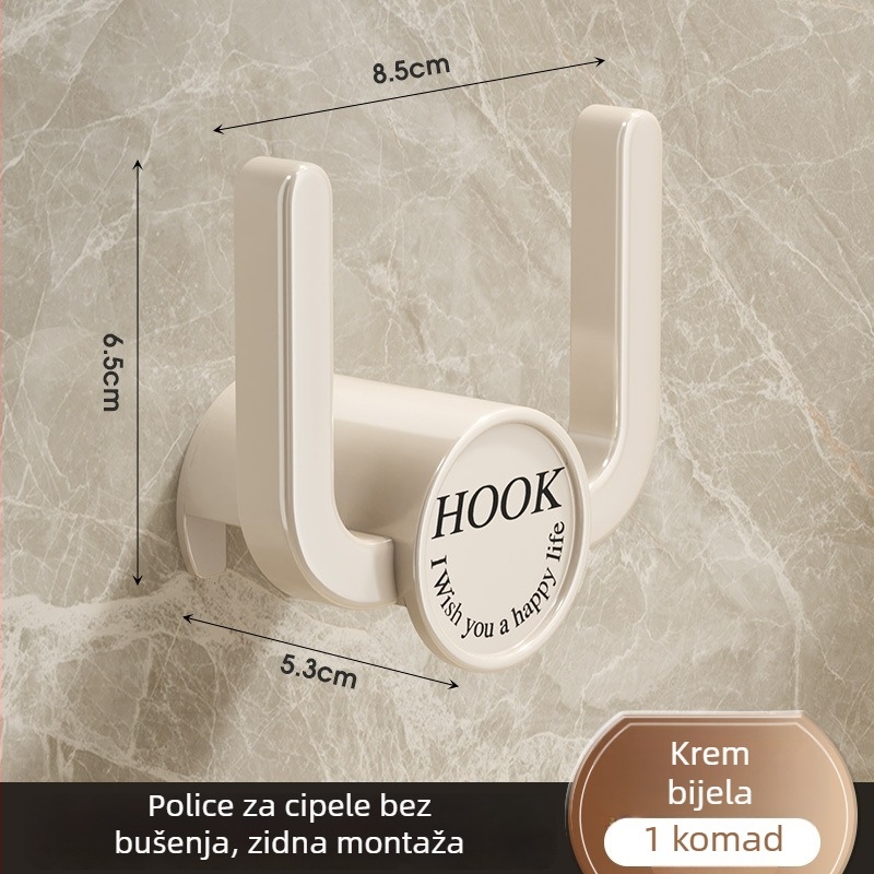 Zidna plastična polica za papuče u kupaonici, 1 sloj, skladištenje i sušenje, modernog jednostavnog stila