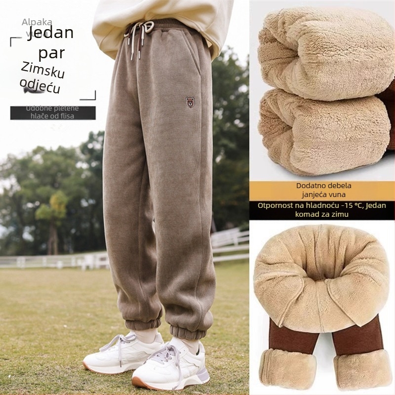 Dječje zimske hlače s flecom, karikatura uzorak, srednji struk, 95% poliester, mekan materijal