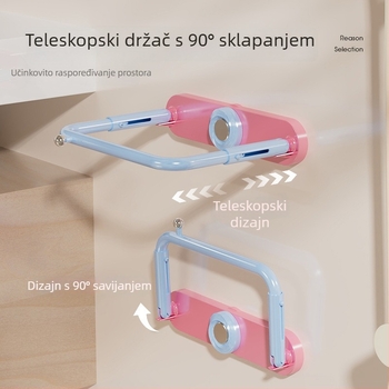 Nothing Držač za umivaonik, izvučni i sklopivi kupaonski držač, montaža bez bušenja, nosivost 1–5 kg, 1 etaža, završna plastifikacija sprejem, stil Novi kineski