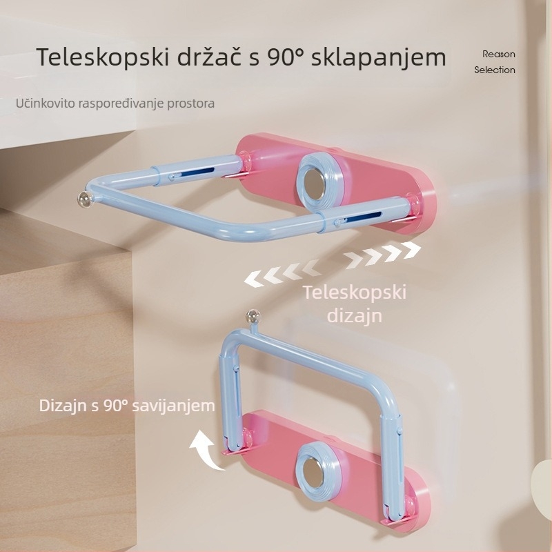 Nothing Držač za umivaonik, izvučni i sklopivi kupaonski držač, montaža bez bušenja, nosivost 1–5 kg, 1 etaža, završna plastifikacija sprejem, stil Novi kineski