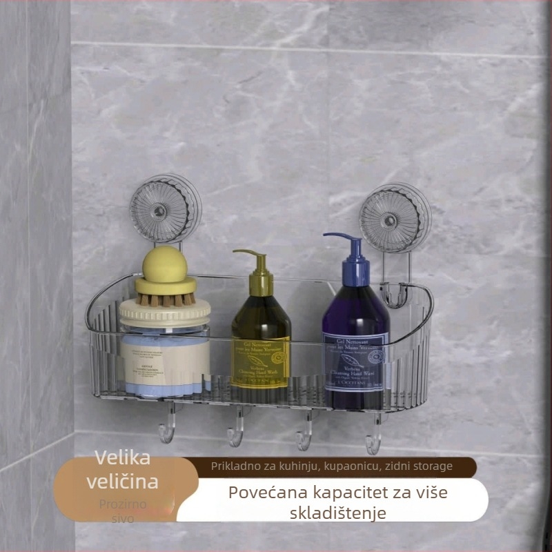 Zidni rotirajući spremnik za pohranu s usisnom čašom, 1 etaža, plastika, bez bušenja