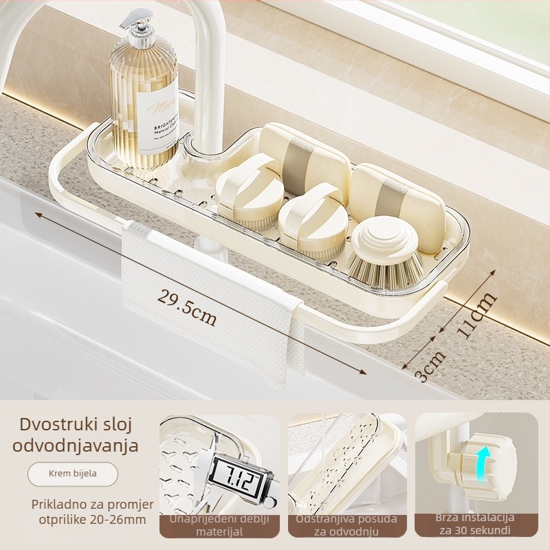 Kuhinjska polica za krpe i ručnike — Višestruka, prenosna, ABS+PET, stolna instalacija, 1 etaža