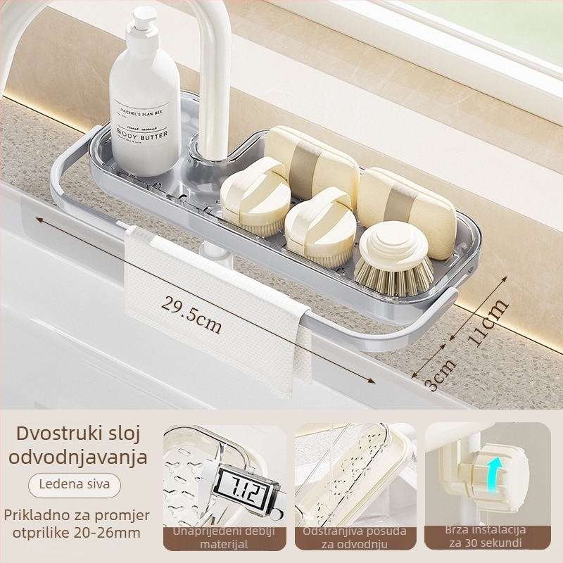 Kuhinjska polica za krpe i ručnike — Višestruka, prenosna, ABS+PET, stolna instalacija, 1 etaža
