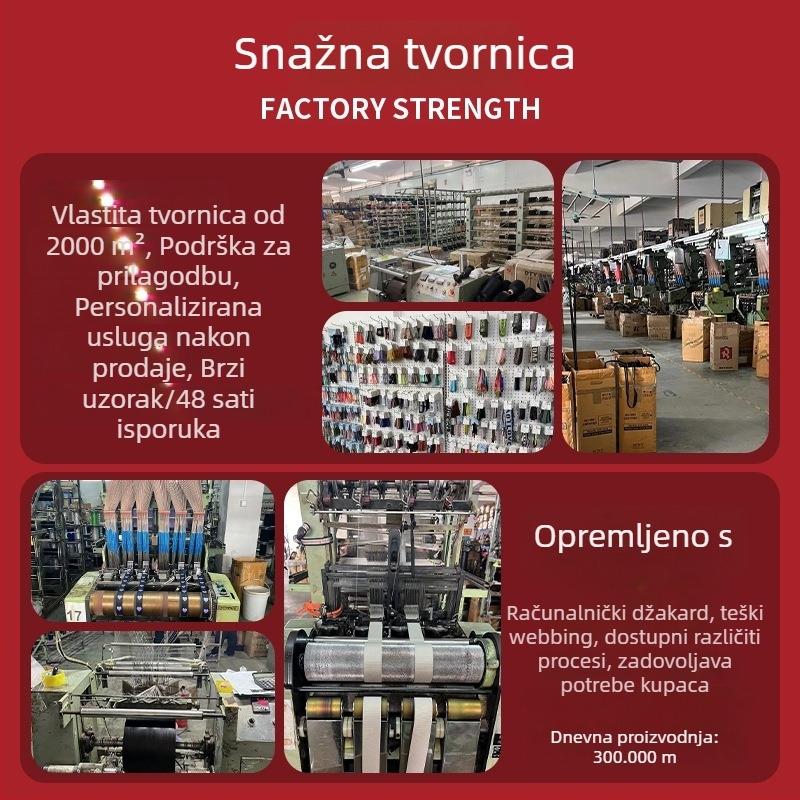 Protuklizna webbing traka, dodatno ojačana i izdržljiva, za pojaseve, torbe, tote torbe i povodnike za kućne ljubimce