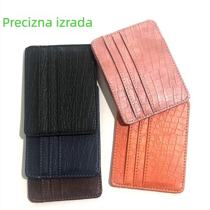 PU kožni držač kartica, 4 džepa, za kartice pristupa, vozačku dozvolu, potvrdu o registraciji vozila i bankovne kartice – uzorak s prugama, unisex, stil putničkog opuštanja, vodootporan, izuzetno lagan, protiv krađe – Tang ba