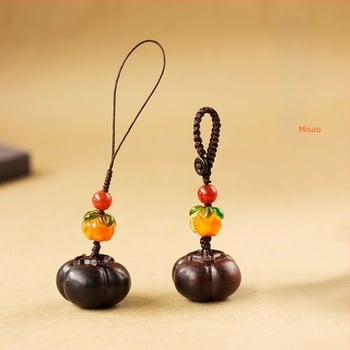 Drveni auto ključni lanac s detaljima sandalwood, persimmon i peach wood