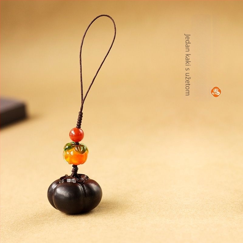 Drveni auto ključni lanac s detaljima sandalwood, persimmon i peach wood