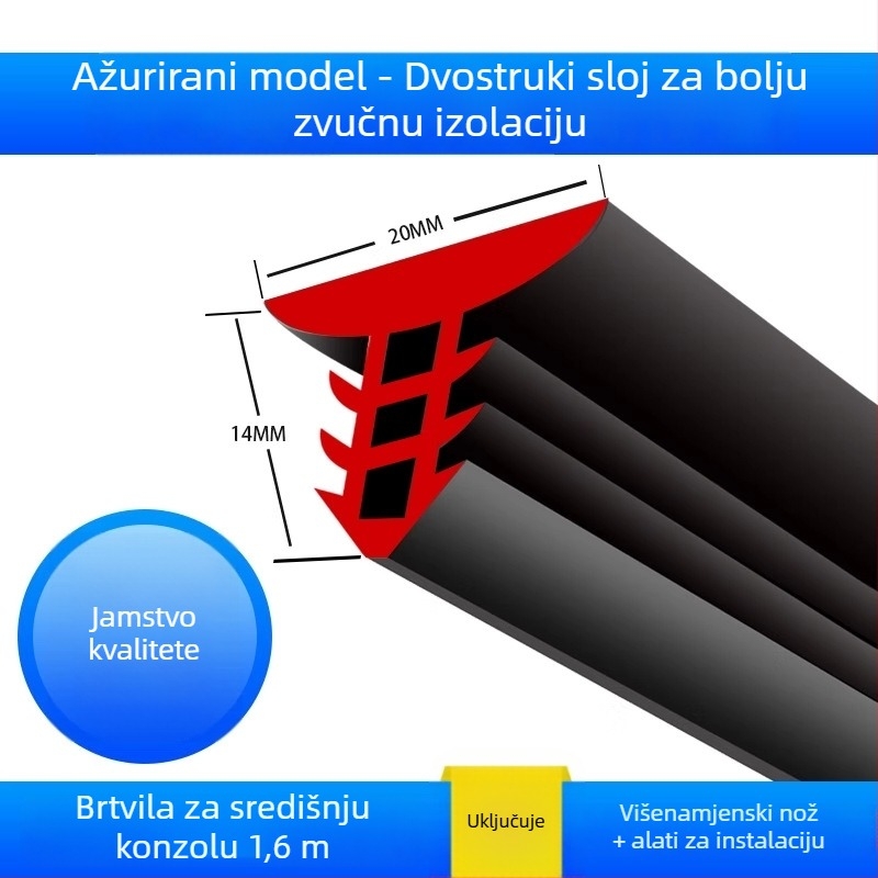 Gumena brtvena traka za središnju konzolu automobila, model ZKMFT, debljina 1,2 mm, za središnju ploču, kompatibilan sa sedanom, SUV-om i MPV-om