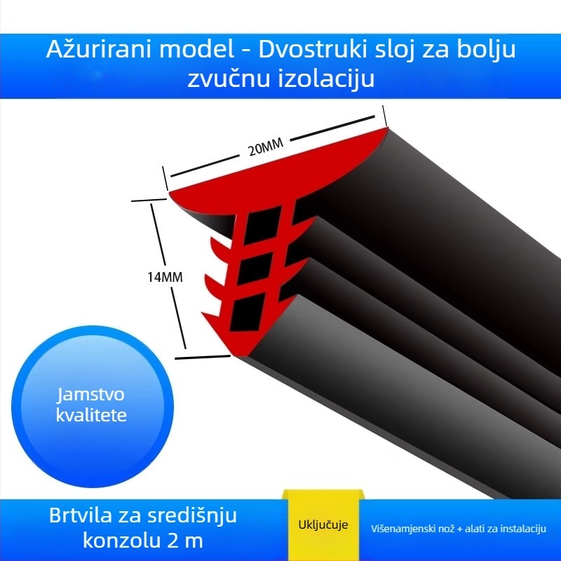 Gumena brtvena traka za središnju konzolu automobila, model ZKMFT, debljina 1,2 mm, za središnju ploču, kompatibilan sa sedanom, SUV-om i MPV-om