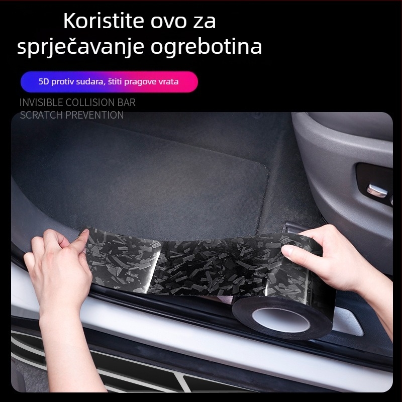 Bo haisheng Auto prag s karbonskim uzorkom, samoljepljiva zaštitna folija, univerzalna