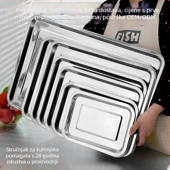 Kvadratne posude od nehrđajućeg čelika za posluživanje i pečenje, kućna i poslovna upotreba, višenamjenski
