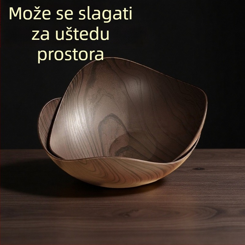 Fengzhi Trokutasti tanjur za voće – PP materijal, imitacija drvenog uzorka, vintage/retro stil