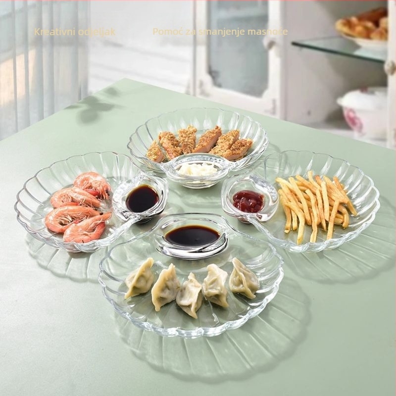 Staklena ravna ploča, nepravilnog oblika, moderni minimalistički stil; nije prikladna za mikrovalnu pećnicu