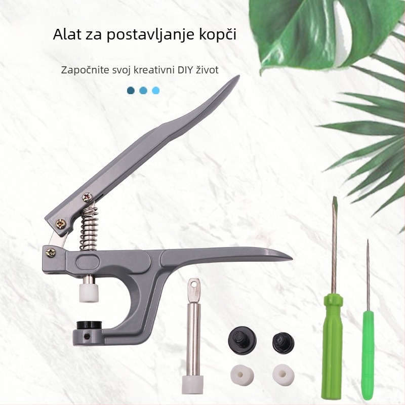 Aluminijske ručne kliješta za snap kopče – Three Gang, pogodna za kapute, šešire, hlače, torbe, jakne i dječje odjeće
