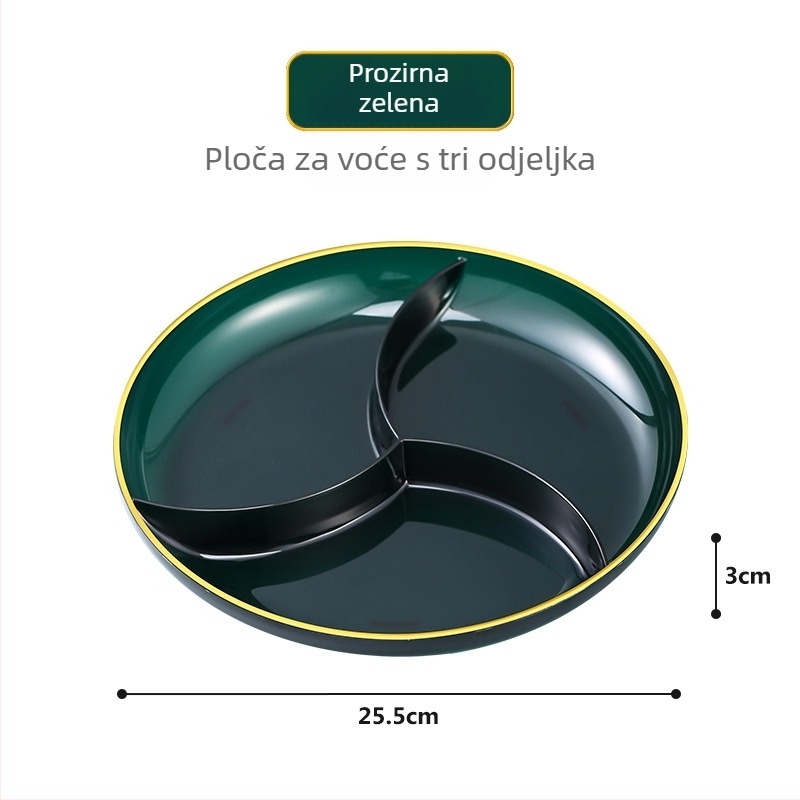 Plastični pladanj za voće s odjeljcima, za kućnu upotrebu, jednostavan dizajn