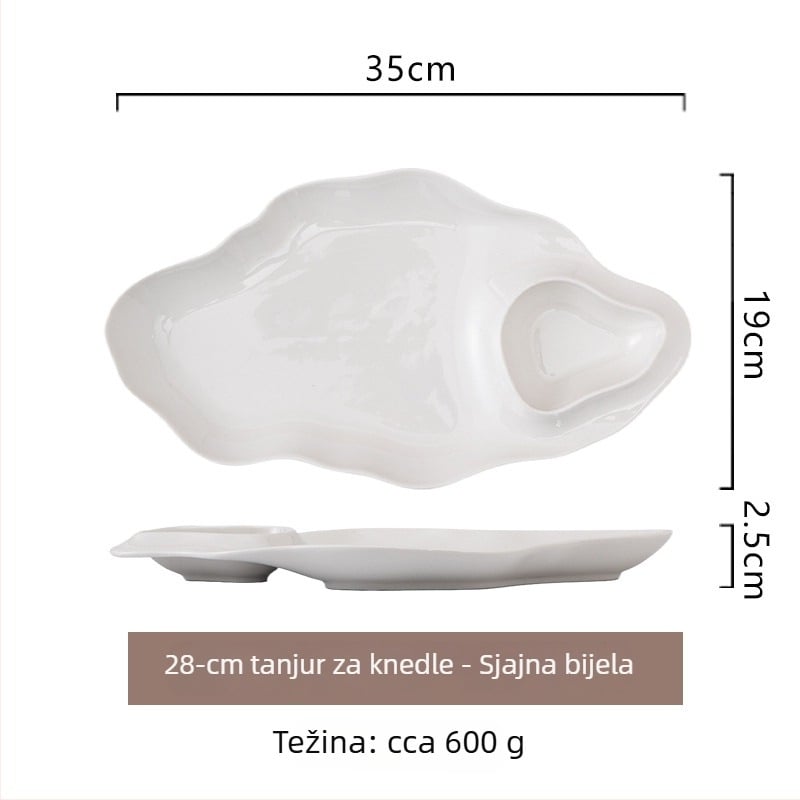 Tanjur za dumplings s rešetkom za ocat – keramika, mikrovalna sigurna, boja ispod glazure, moderan minimalistički stil
