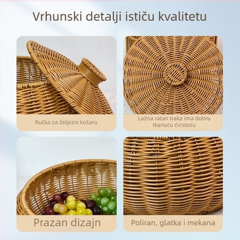 Plastični koš za pohranu s poklopcem, model H00124, japanski stil, pogodan za voće, povrće, uredski pribor, kozmetiku i knjige