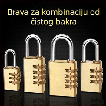 Numerička brava od čistog bakra za putnu torbu i ormar — model qtmms, debljina šipke 3–6 mm, razmak 9–19 mm