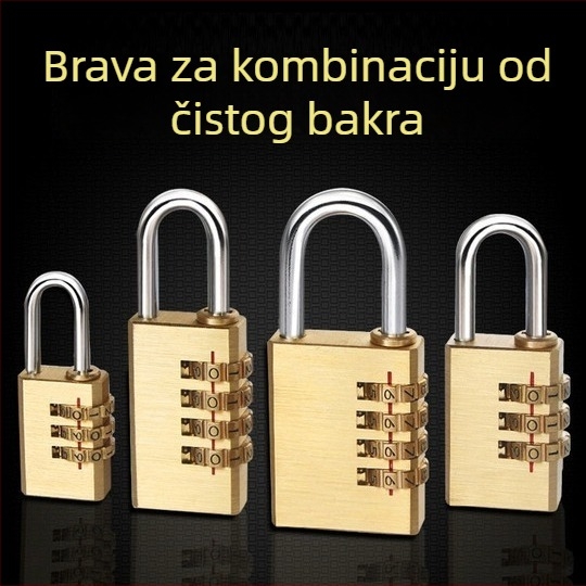 Numerička brava od čistog bakra za putnu torbu i ormar — model qtmms, debljina šipke 3–6 mm, razmak 9–19 mm