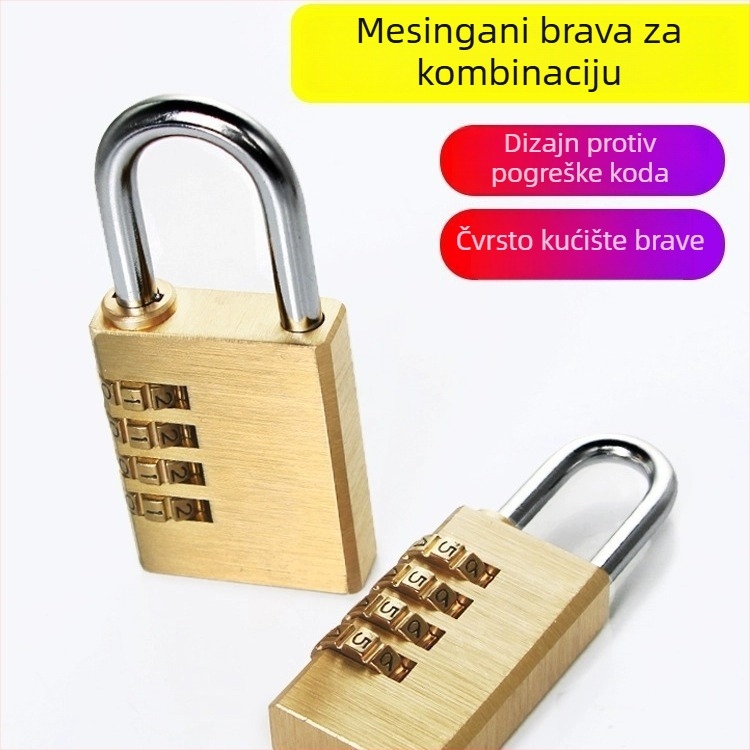 Numerička brava od čistog bakra za putnu torbu i ormar — model qtmms, debljina šipke 3–6 mm, razmak 9–19 mm