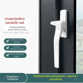 Ključka za prozor, aluminijska legura, lakirana površina, vanjski ravni potisni dizajn, model 03ZS061L, moderni minimalistički stil, mehanizam zaključavanja u obliku slova 7
