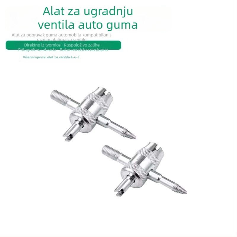 Četvero-u-jednom ključ ventila za popravak automobilskih pneu – alat za uvrtanje ventila (Porijeklo: Xian County; Marka: Nema; Glavna tržišta: Drugo; Ovlaštene privatne marke: Ne)