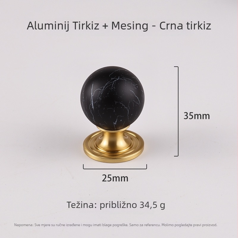 Mesing ručka za vrata ormara, sferni oblik, CNC obrada, montaža na površinu, stil laganog luksuza