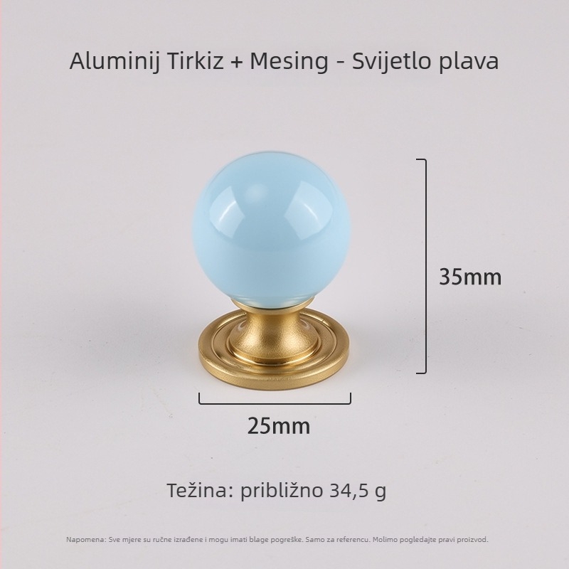 Mesing ručka za vrata ormara, sferni oblik, CNC obrada, montaža na površinu, stil laganog luksuza