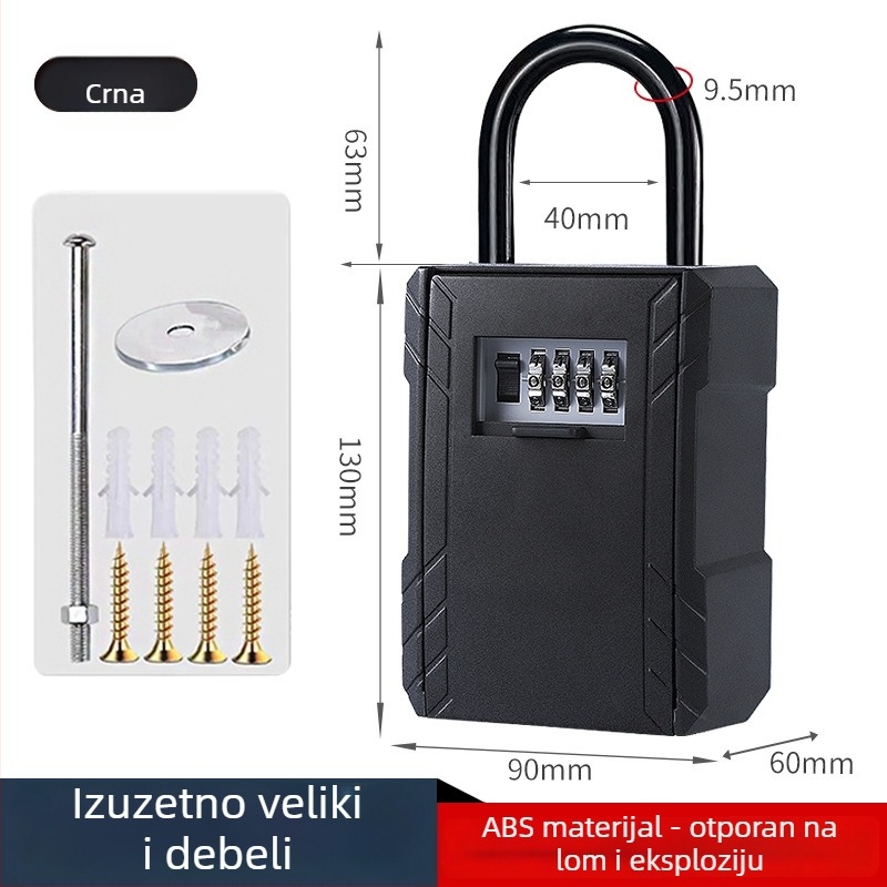 Zidna kutija za ključeve sa šifrom, model 917, visi tip, ABS plast, debljina zaključnog šipke 9,5 mm, numerički kod, za drvena vrata
