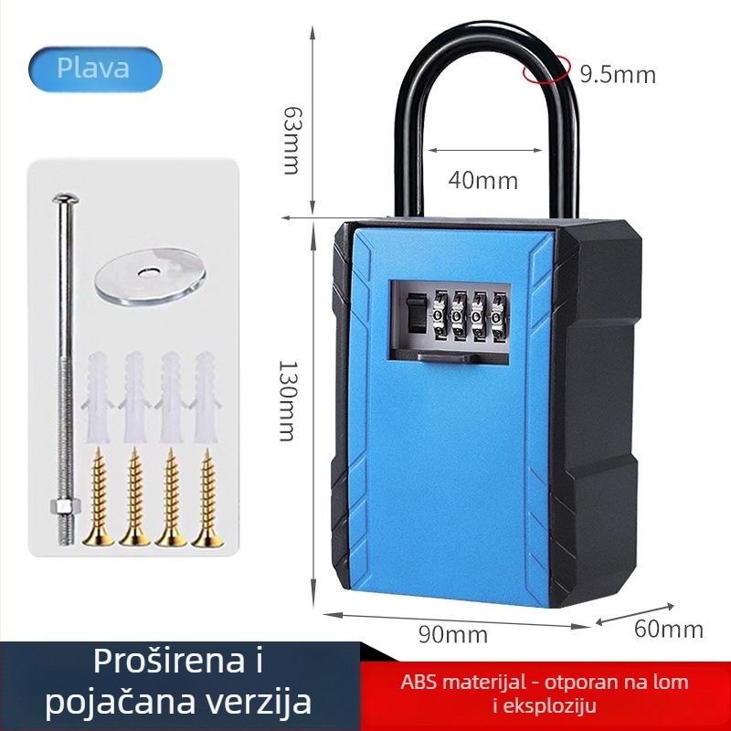 Zidna kutija za ključeve sa šifrom, model 917, visi tip, ABS plast, debljina zaključnog šipke 9,5 mm, numerički kod, za drvena vrata