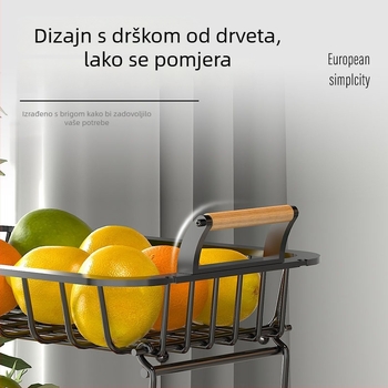 Dvoslojna metalna pravokutna košara za voće na radnu površinu, uklonjiva, za kruh, povrće i voće.