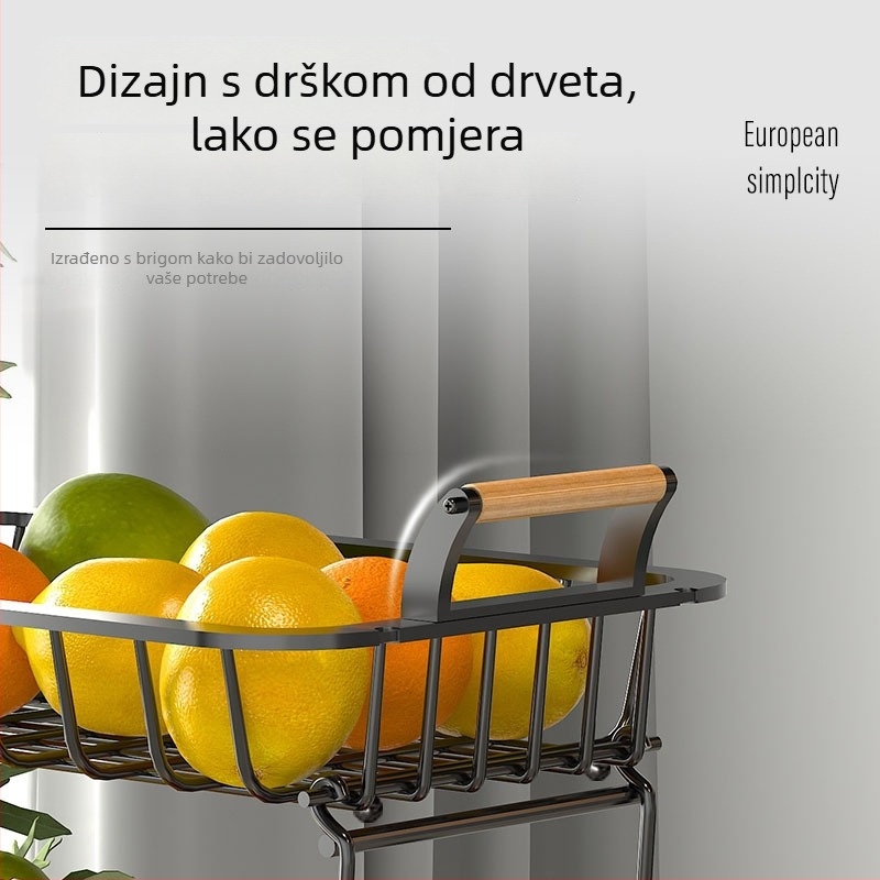 Dvoslojna metalna pravokutna košara za voće na radnu površinu, uklonjiva, za kruh, povrće i voće.