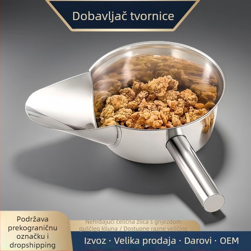 Yashirong set žlica i špatula od nehrđajućeg čelika s oblikom duckbill, ručke protivklizne, otporne na visoke temperature, za profesionalnu kuhinju