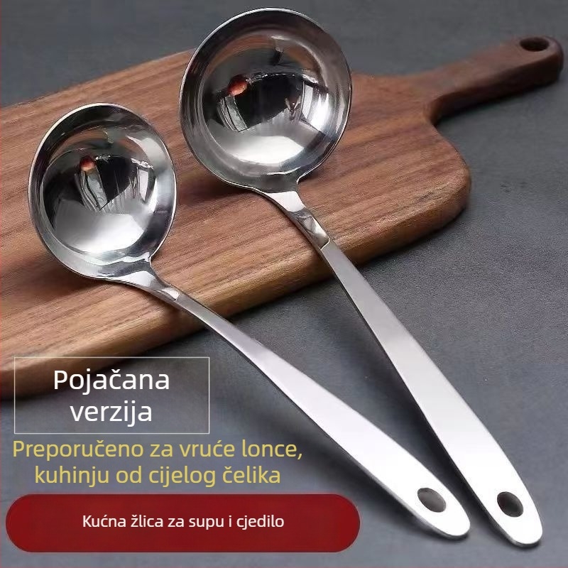 Žlica za juhu od 304 nehrđajućeg čelika s dugim držalom – kuhinjski cjedilo otporno na visoke temperature