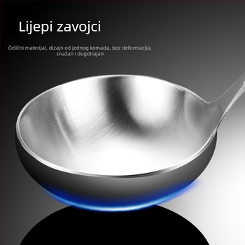 Kuhinjska žlica-špatula od 304 nehrđajućeg čelika, duga drška, ne-prijanjajuća površina, visoka temperaturna otpornost, zaštita od opeklina