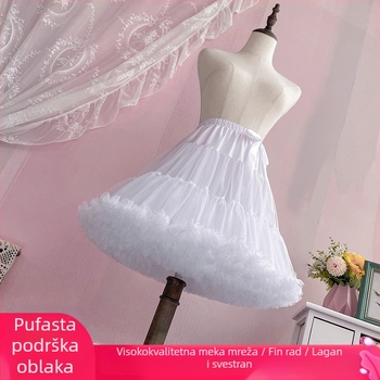 Lolita suknja s bezkostnim bustlom, oblacni volumen, mekani mrežasti til