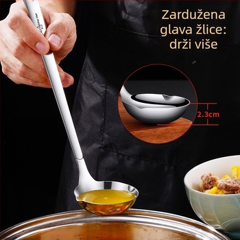 Star Flash set žlica s cedilom od nehrđajućeg čelika 304, dugi držač – ogledni sjaj, debeli, protuklizni, otporni na visoke temperature