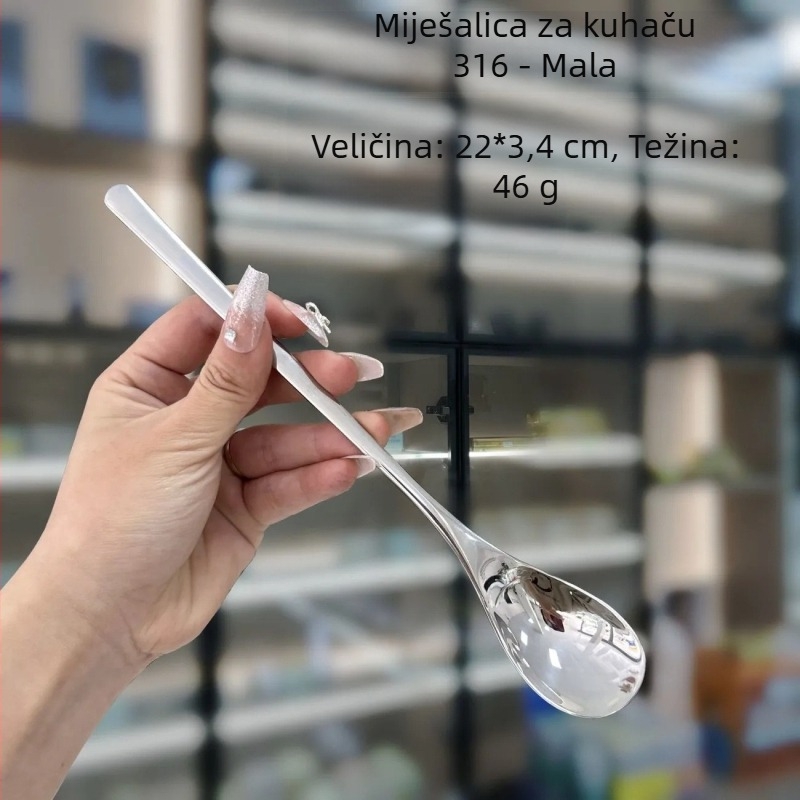 Žlica za odrasle od nehrđajućeg čelika, debela, moderni minimalistički dizajn, ogledno polirana