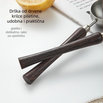 Mjerna žličica za mlijeko u prahu i zrna kave — 304 nehrđajući čelik, duga drvena drška, višenamjenski kuhinjski alat