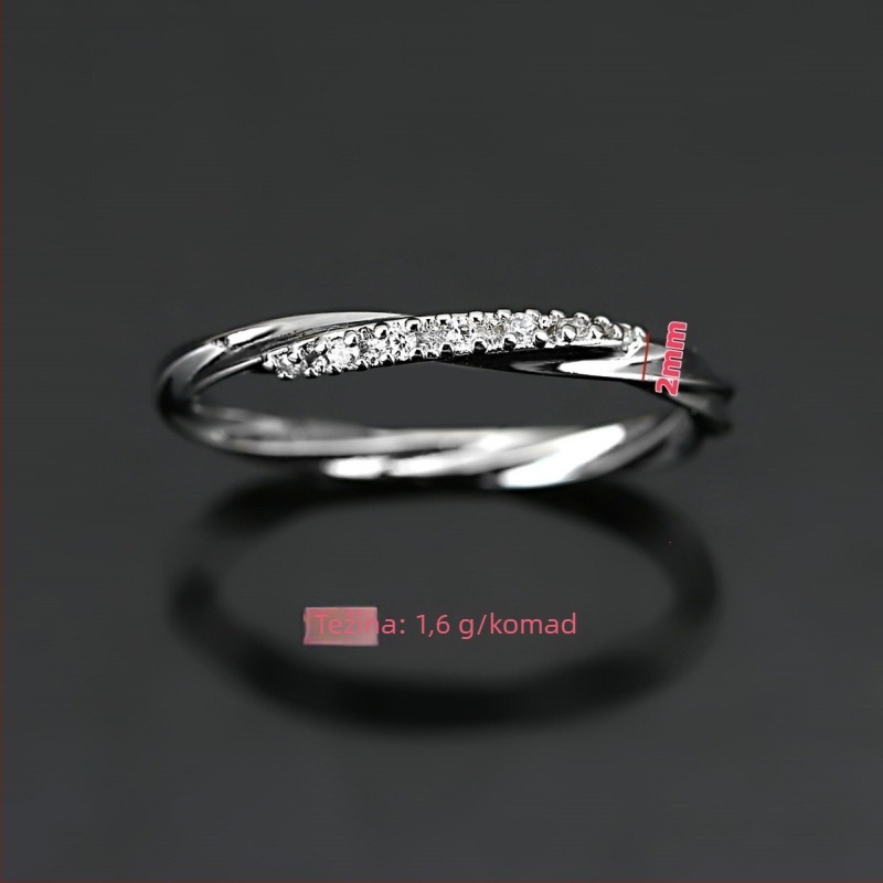Geometrijski twist prsten s dijamantima — bakar, metalno premazivanje, unisex