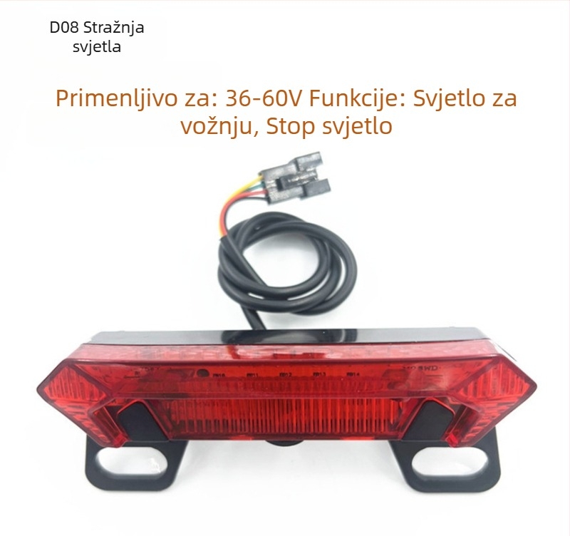 BENORG stražnje svjetlo za električno vozilo sa bljeskanjem, svjetlom za vožnju i kočnice, univerzalno 36-60V