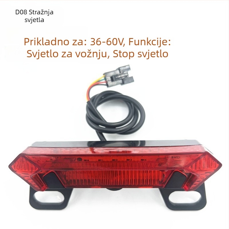 BENORG stražnje svjetlo za električno vozilo sa bljeskanjem, svjetlom za vožnju i kočnice, univerzalno 36-60V