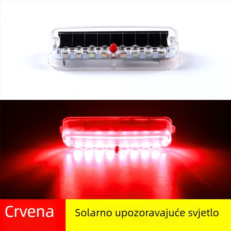 LED stražnje svjetlo s solarnim napajanjem – protiv zadnje sudara, model: Solar anti-rear collision light, izvor svjetla: LED, napon: 5V, vijek trajanja: 50.000 h