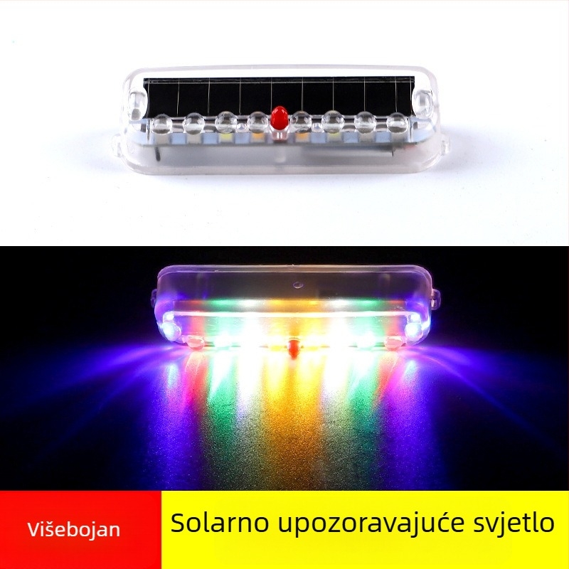LED stražnje svjetlo s solarnim napajanjem – protiv zadnje sudara, model: Solar anti-rear collision light, izvor svjetla: LED, napon: 5V, vijek trajanja: 50.000 h