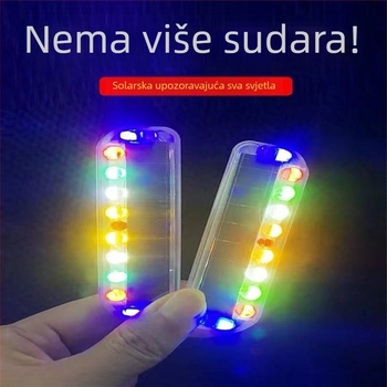 LED stražnje svjetlo za motocikl s solarnim napajanjem, model 8 LED, kućište od ABS-a + solarni panel za pohranu energije, 3V, 0.2A