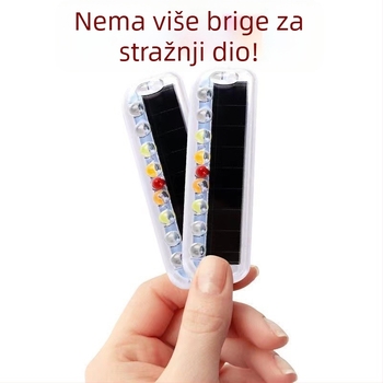 LED stražnje svjetlo za motocikl s solarnim napajanjem, model 8 LED, kućište od ABS-a + solarni panel za pohranu energije, 3V, 0.2A