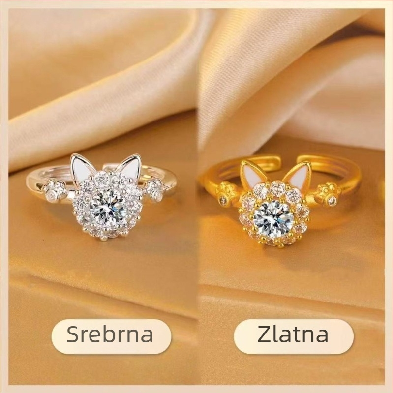 Prsten Maneki Neko za žene – okretni, bakar, elektroplatinga, stil životinja/zodijak, zimsko izdanje 2024
