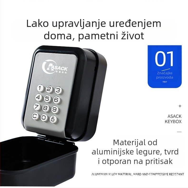 ASACK G22 Pametna kutija za ključeve s Bluetooth – aluminijska legura, Bluetooth elektronički zaključavac, za ulaz garaže B&B