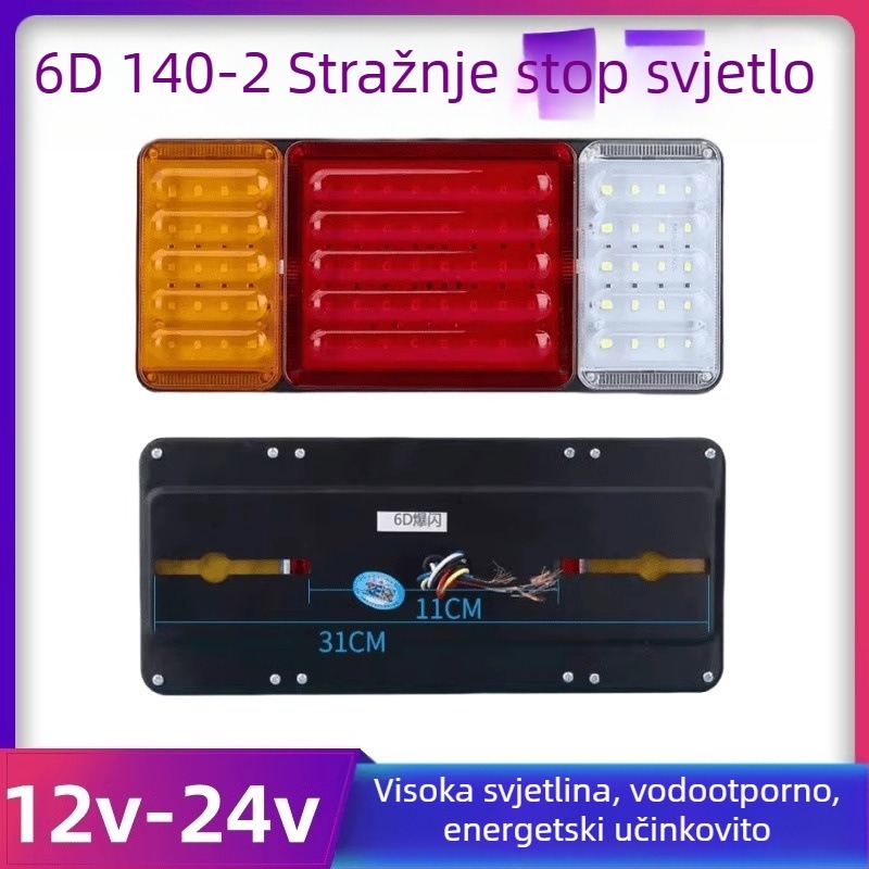 LED stražnja svjetla 140-2 za teški kamion, prikolicu i poljoprivredno vozilo – vodootporno, stroboscopno svjetlo za kočnice, 12V/24V